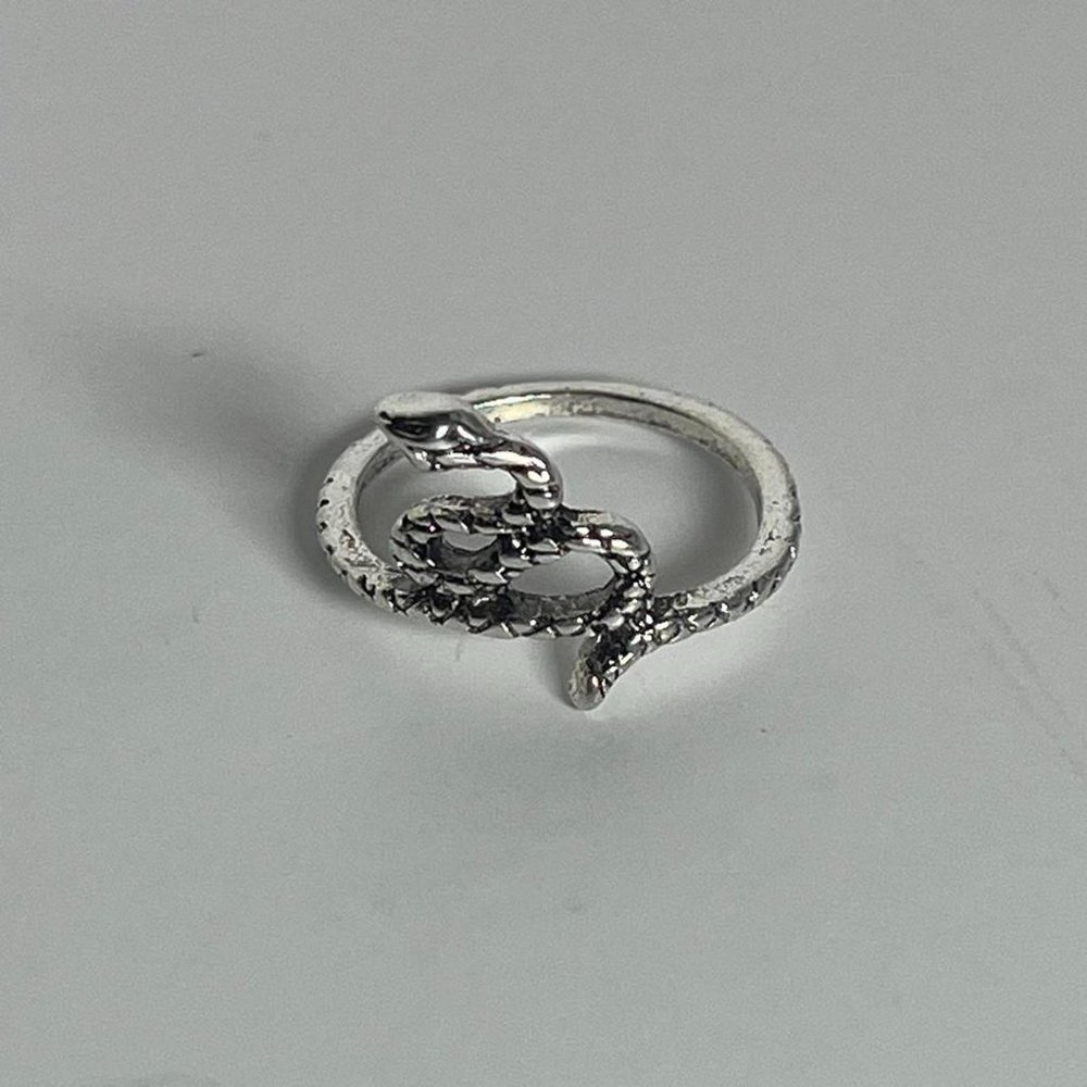 Y2K Skater Snake Silver Ring
